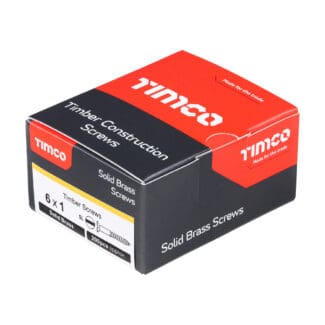 TIMCO Solid Brass Slotted Countersunk Woodscrews - 6 x 1"