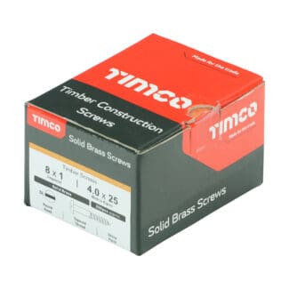 TIMCO Solid Brass Slotted Round Head Woodscrews - 8 x 1"