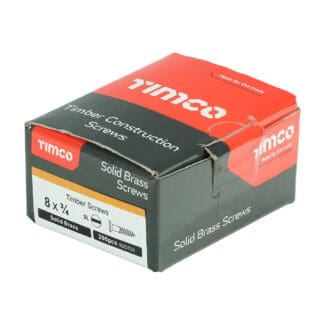 TIMCO Solid Brass Slotted Countersunk Woodscrews - 8 x 3/4"