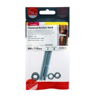 TIMCO Chemical Anchor Studs - Zinc - M8 x 110mm