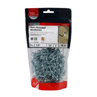 TIMCO Twin-Threaded Pozi Countersunk Woodscrews - Zinc - 8 x 11/2"
