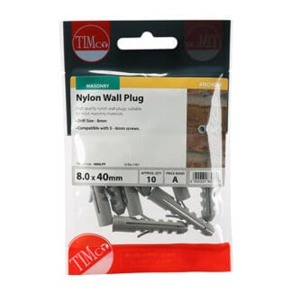 TIMCO Nylon Plugs - 8.0 x 40mm