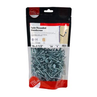 TIMCO Twin-Threaded Pozi Countersunk Woodscrews - Zinc - 10 x 21/2"