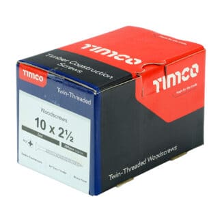 TIMCO Twin-Threaded Pozi Countersunk Woodscrews - Zinc - 10 x 2 1/2"