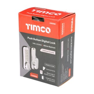 Timco Push Button Digital Lock Polished Chrome - 142 x 41