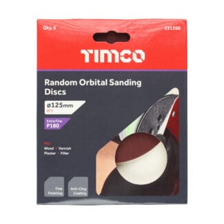 SALE - TIMCO Random Orbital Sanding Discs - 180 Grit - 125mm