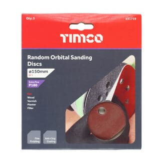 SALE - TIMCO Random Orbital Sanding Discs - 180 Grit - 150mm