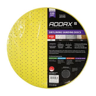 TIMCO Drylining Sanding Discs - 220 Grit - Yellow - 225mm