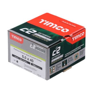 TIMCO C2 Exterior Strong-Fix Pozi Countersunk Woodscrews - Silver - 5.0 x 40mm