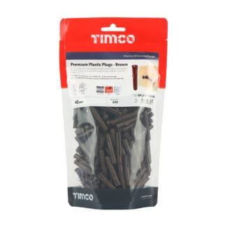 TIMCO Premium Plastic Wall Plugs - Brown