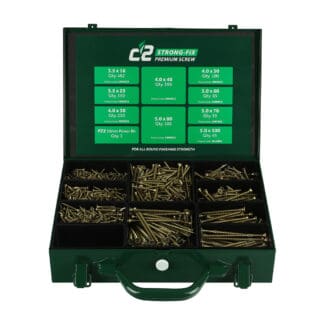 TIMCO C2 Strong-Fix Multi-Purpose Premium Countersunk Gold Woodscrews Assorted Case - 1,798 pcs