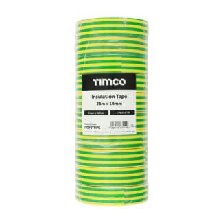 TIMCO PVC Insulation Tape - Yellow & Green Stripe - 25m x 18mm