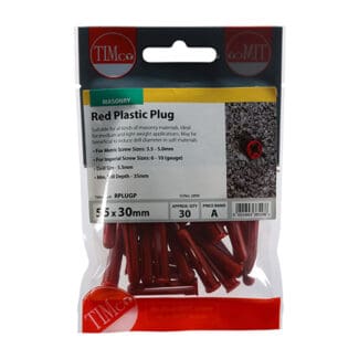 TIMCO Plastic Wall Plugs - Red