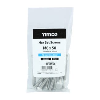TIMCO Set Screws - A2 Stainless Steel - M6 x 50mm