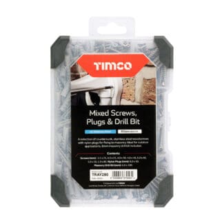 TIMCO Screws, Plug & Drill Bit A2 Stainless Steel Mixed Tray - 251pcs