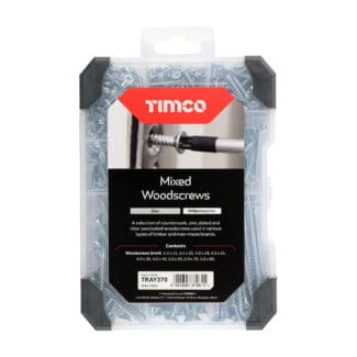 TIMCO Countersunk Silver Woodscrews Mixed Tray - 340pcs