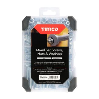 TIMCO Set Screws Nuts Washers Zinc Mixed Tray - 199pcs
